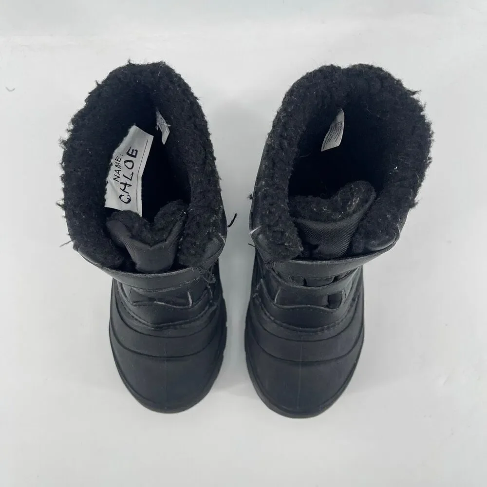 Wonder Nation Girls Black Pink Winter Boots Water Resistant Sherpa Lined Size 12